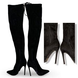 Fashion Nova Over the Knee Suede High Heel Boots Size 6 Black